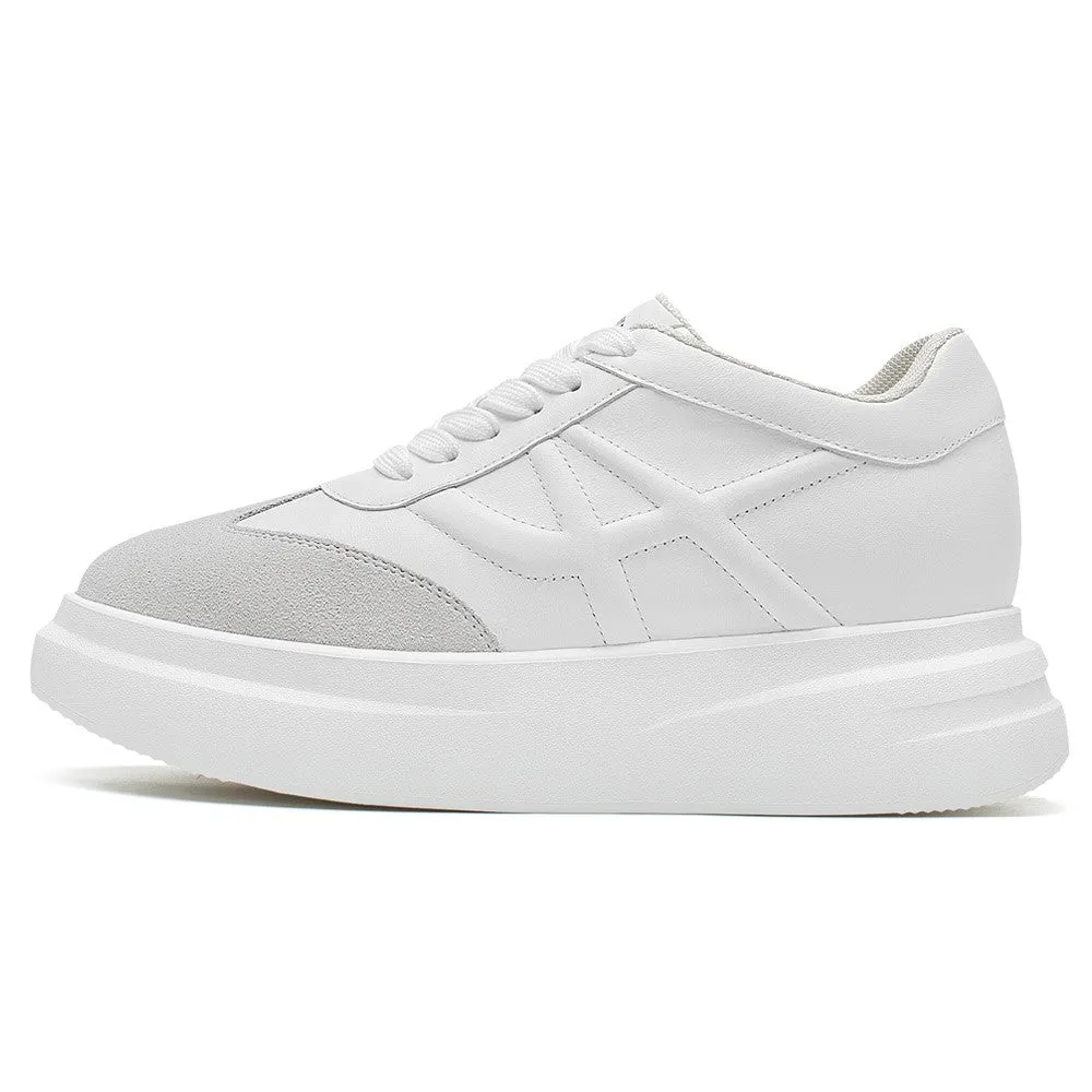 7 CM / 2.76 Inches CMR CHAMARIPA Elevator Sneakers for Women - Casual White Wedge Sneakers