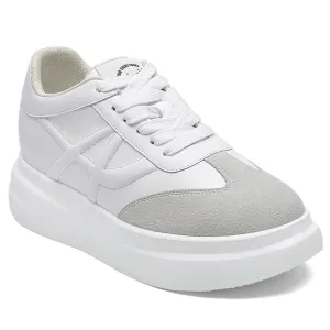 7 CM / 2.76 Inches CMR CHAMARIPA Elevator Sneakers for Women - Casual White Wedge Sneakers
