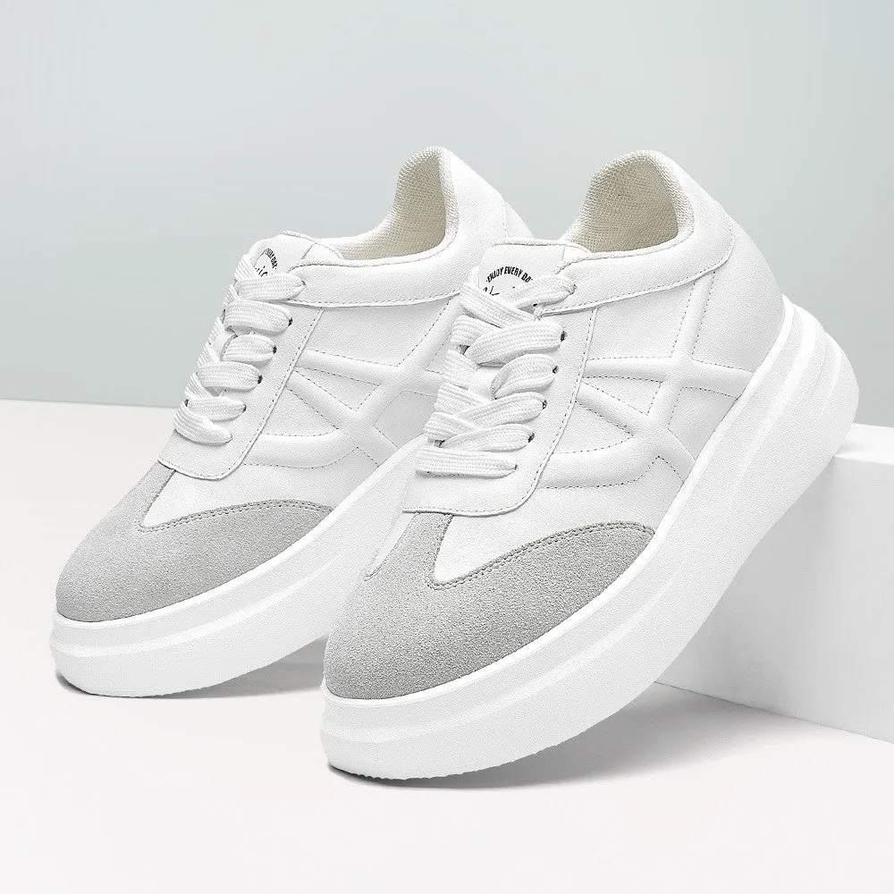 7 CM / 2.76 Inches CMR CHAMARIPA Elevator Sneakers for Women - Casual White Wedge Sneakers