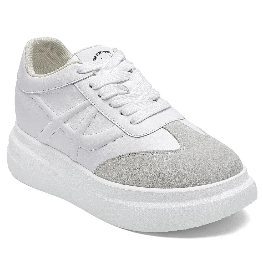 7 CM / 2.76 Inches CMR CHAMARIPA Elevator Sneakers for Women - Casual White Wedge Sneakers