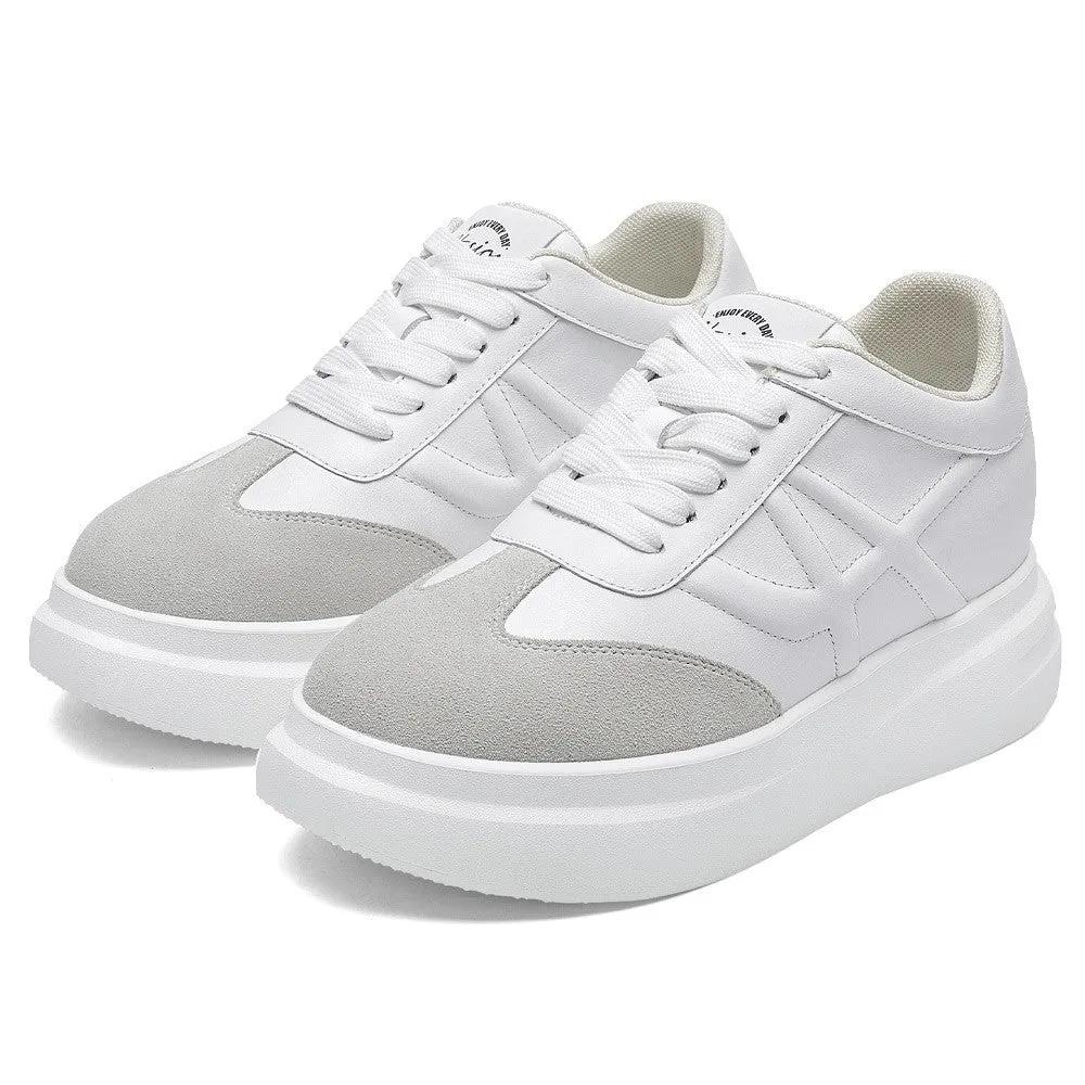 7 CM / 2.76 Inches CMR CHAMARIPA Elevator Sneakers for Women - Casual White Wedge Sneakers