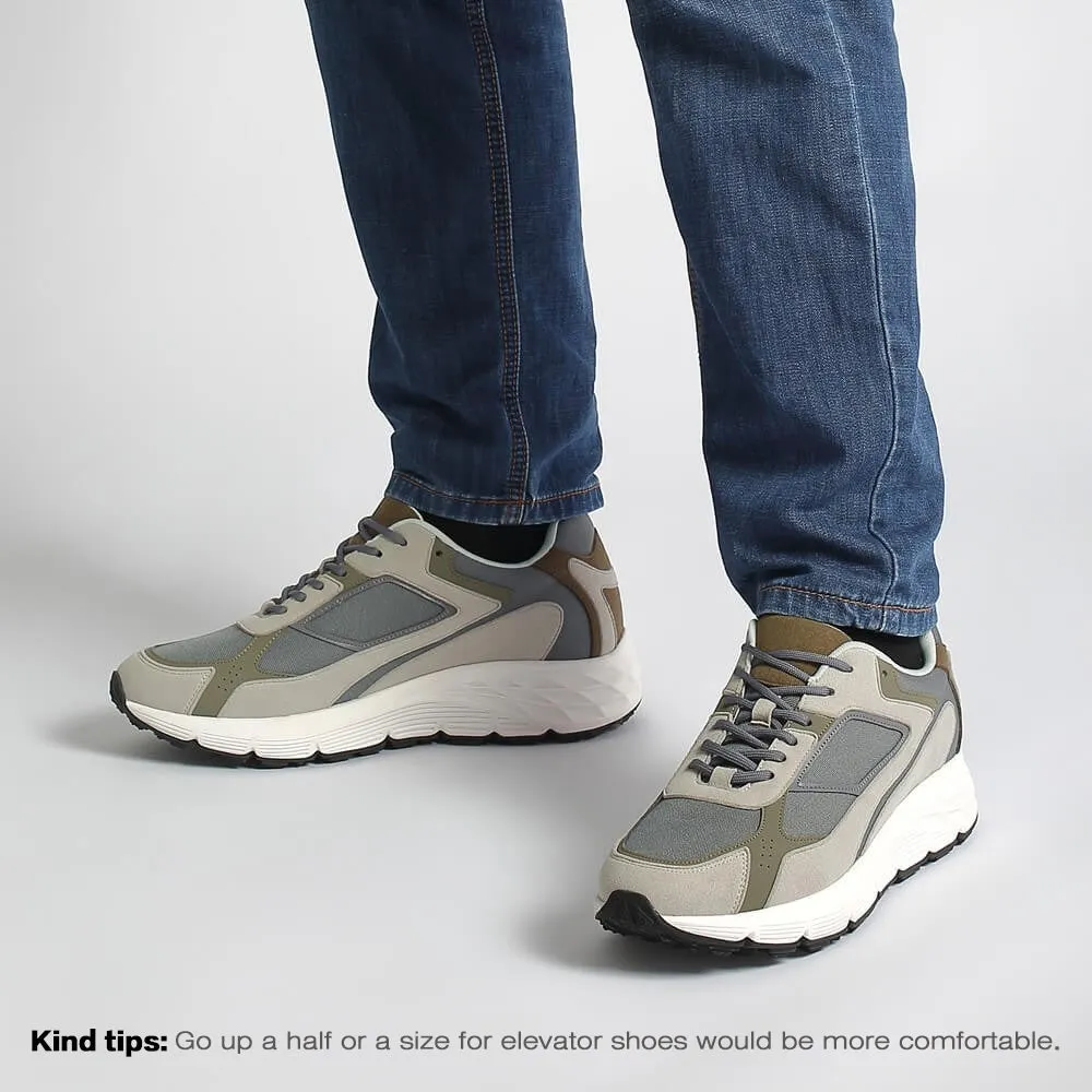 7 CM/2.76 Inches CMR CHAMARIPA Height Increasing Sneakers - Breathable Grey Cloth Elevator Shoes For Men