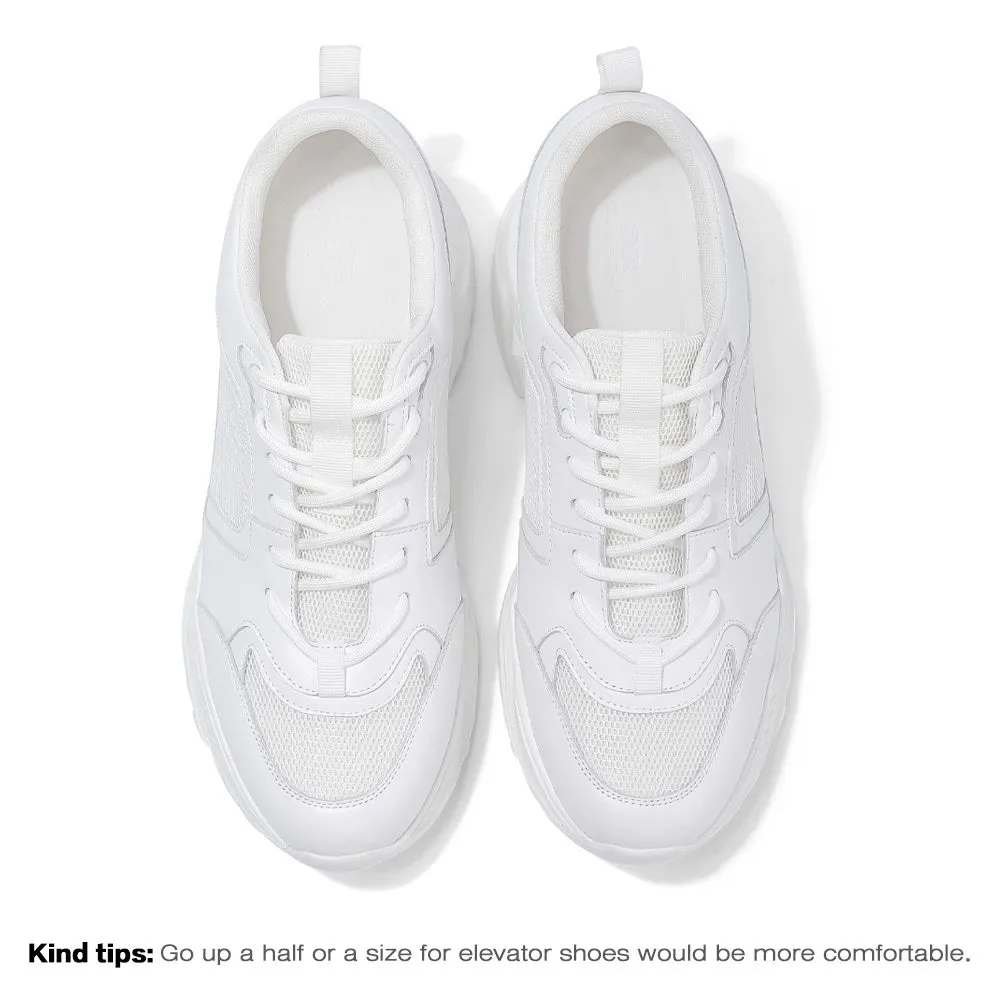 8 CM / 3.15 Inches CMR CHAMARIPA Handcrafted Height Increasing Sneakers for Men - White Sneakers