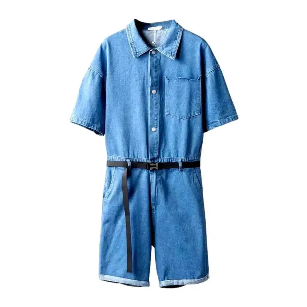 90s light-wash men's denim jumpsuit