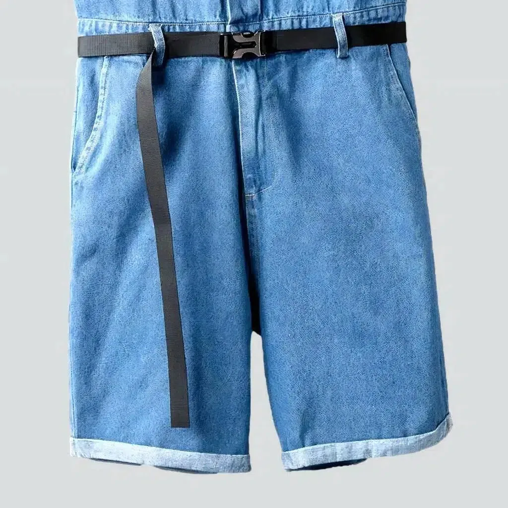 90s light-wash men's denim jumpsuit