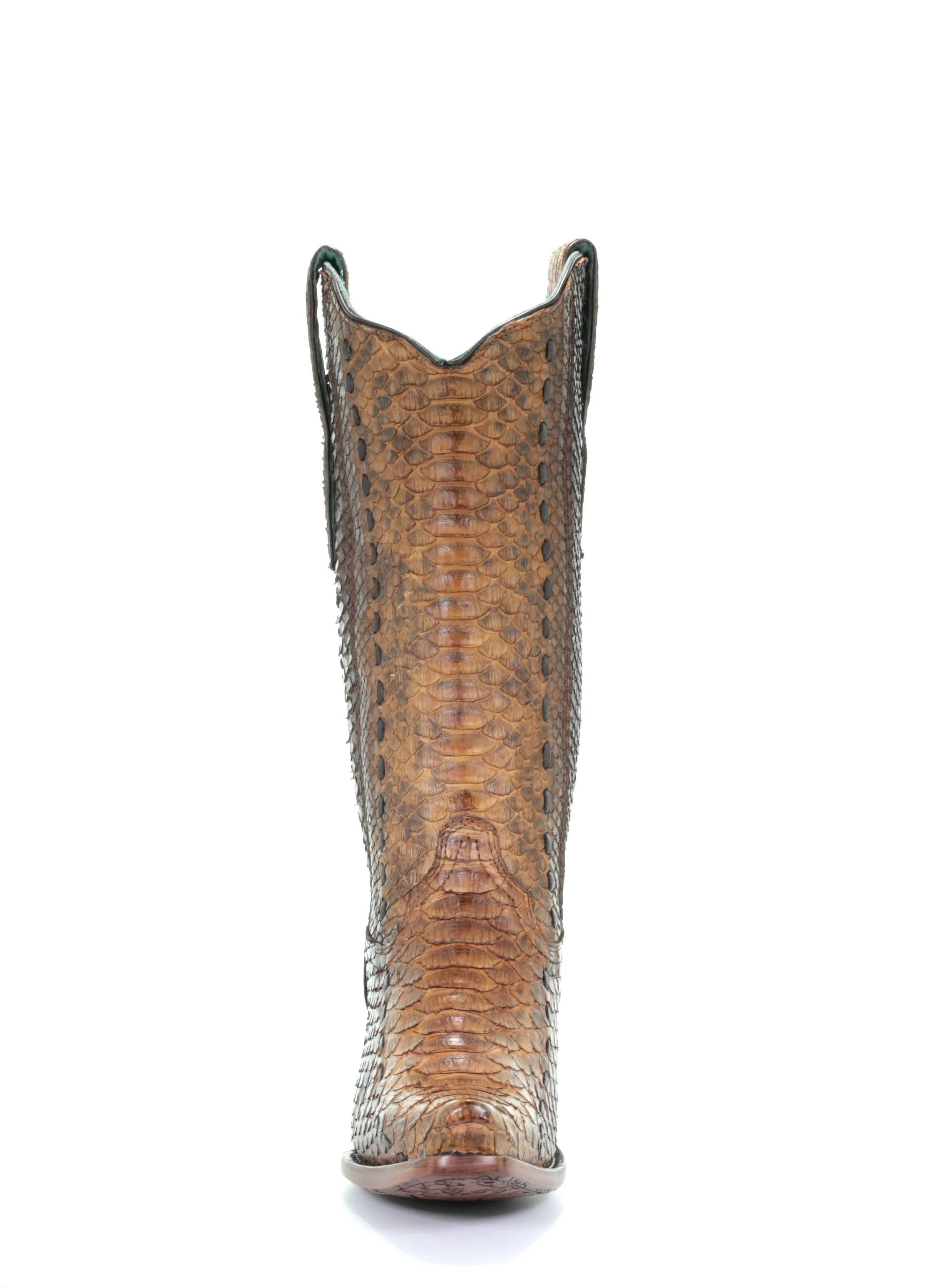 A3659 - Corral brown western cowboy python leather boots for women
