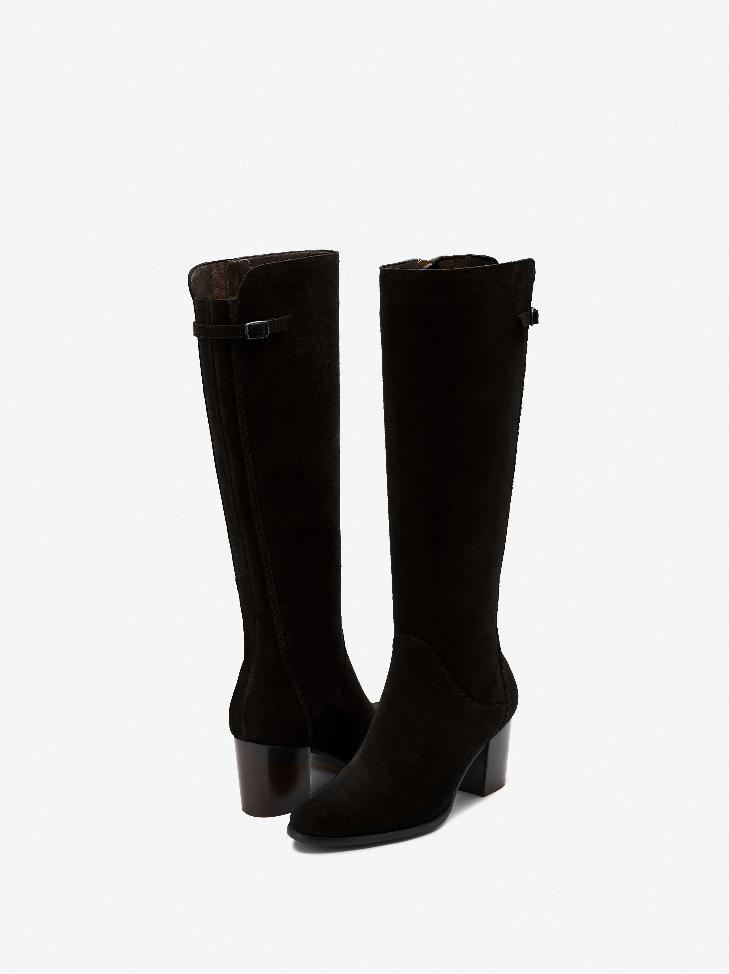 Adie Knee High Boots in Black Suede