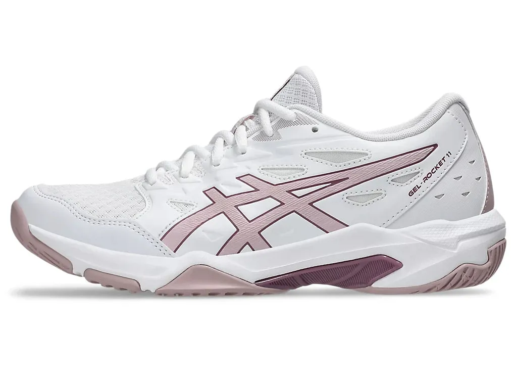 Asics Women's GEL-ROCKET 11 Indoor Shoes in White/Watershed Rose