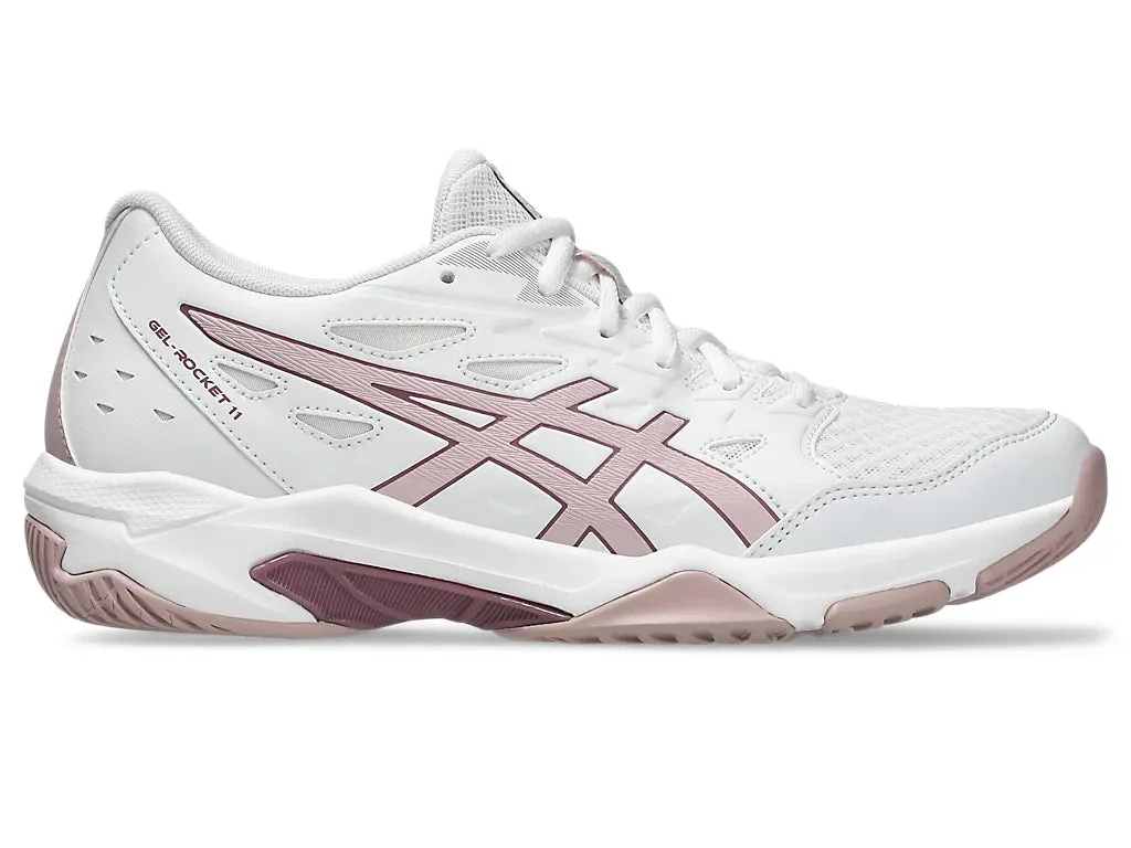 Asics Women's GEL-ROCKET 11 Indoor Shoes in White/Watershed Rose