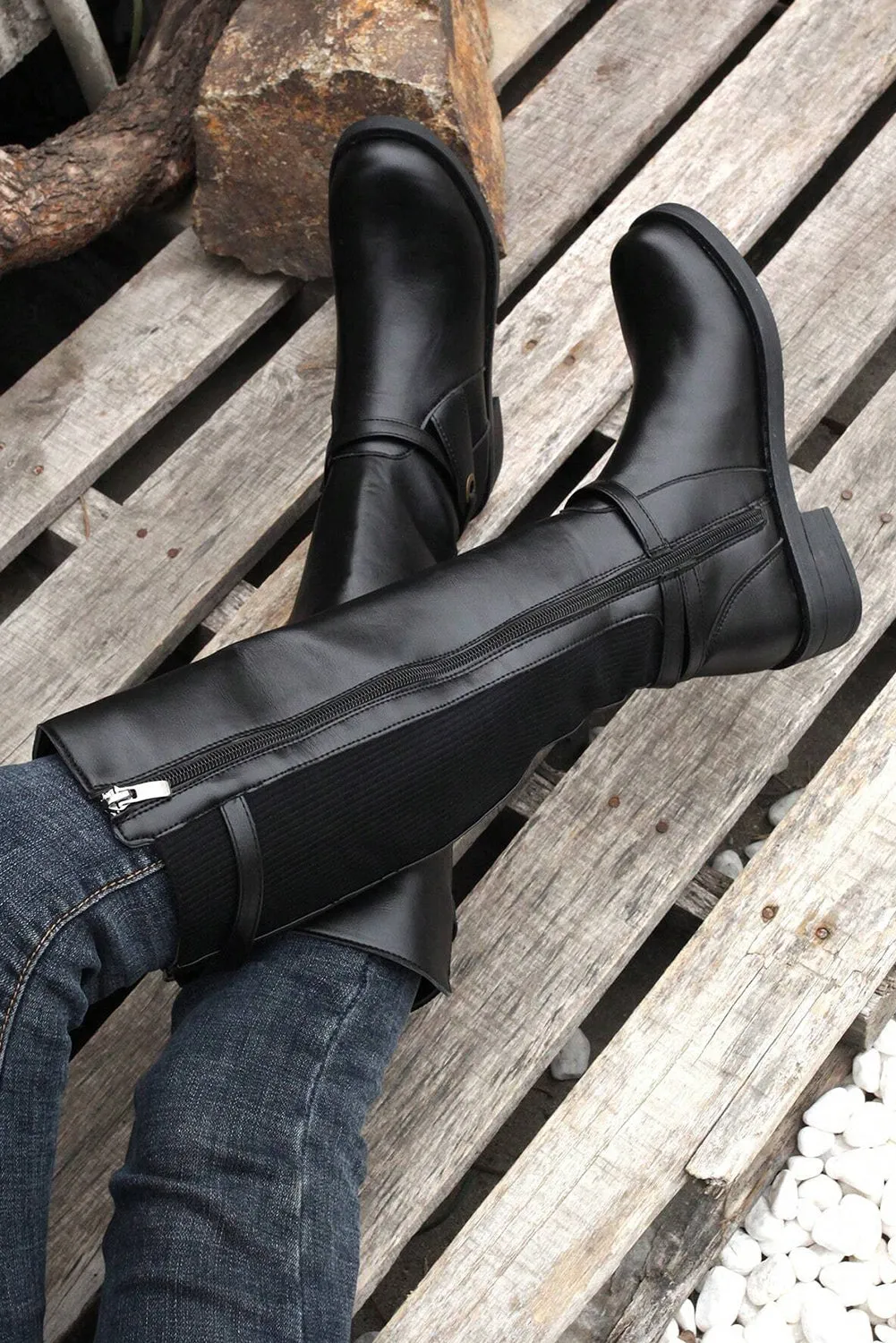 Black Knee High Boots
