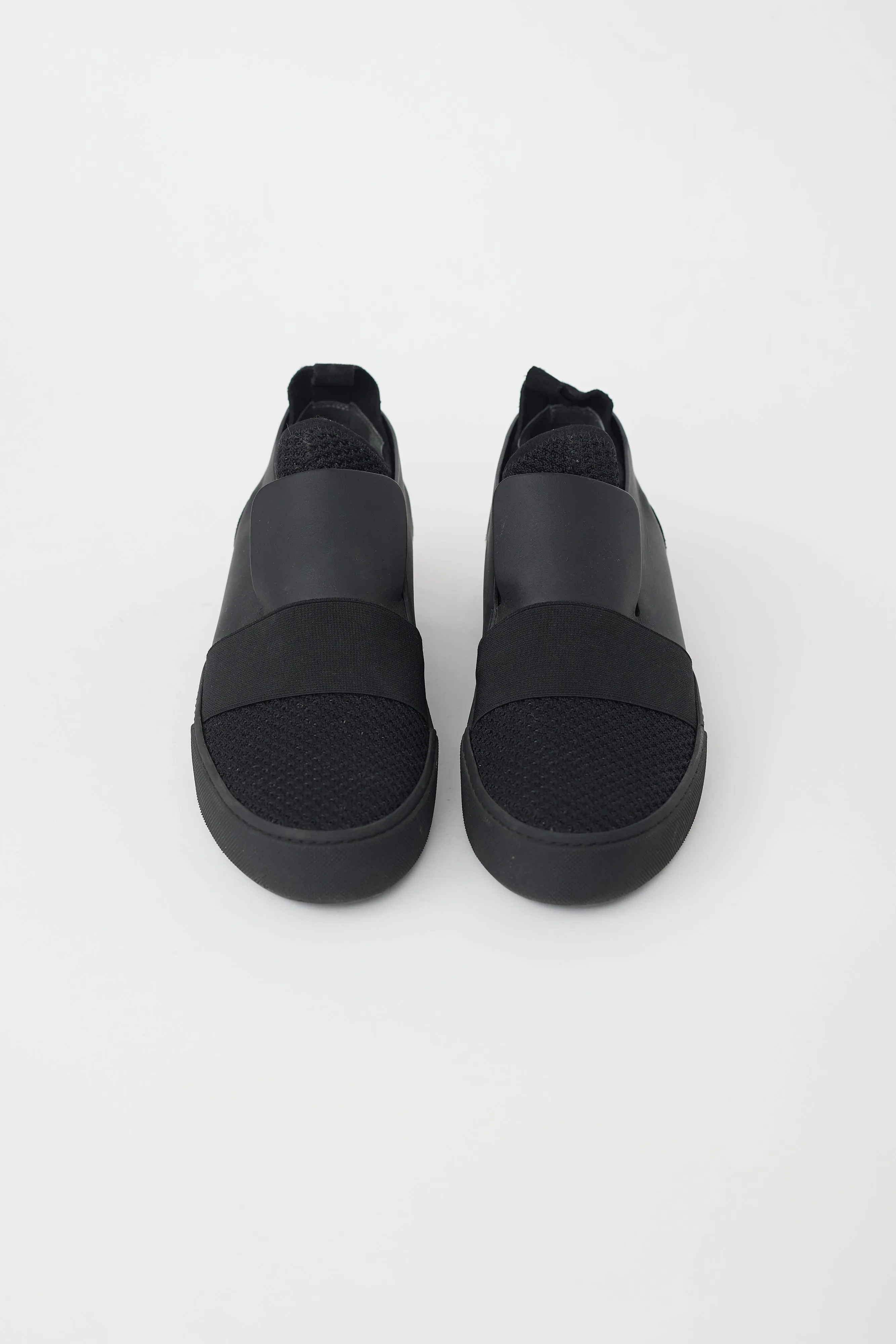 Black Leather & Mesh Low Sneaker