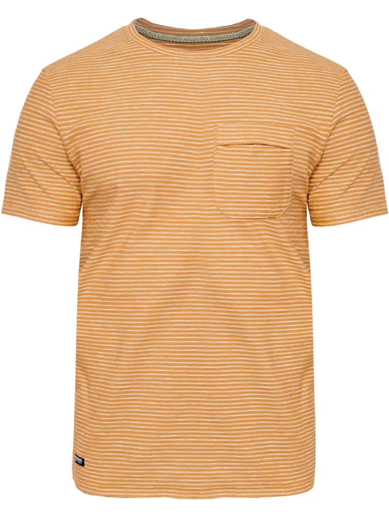 Carmel Valley Stripe Cotton T-Shirt with Pocket in Ochre