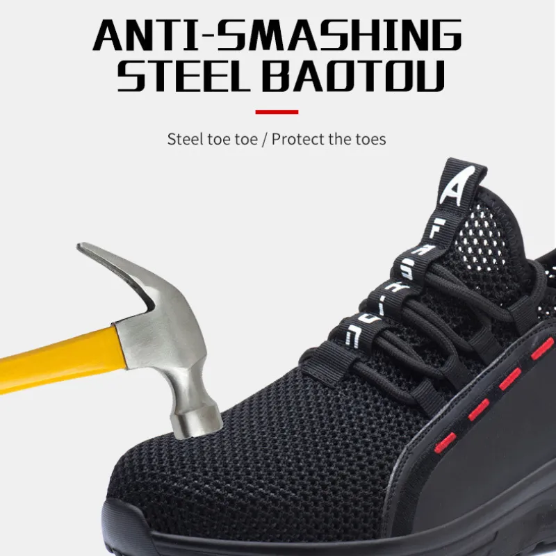 Cuzcare Orthopedic Men Shoes Ultra-Light Breathable Steel Toe Non-Slip Work Shoes