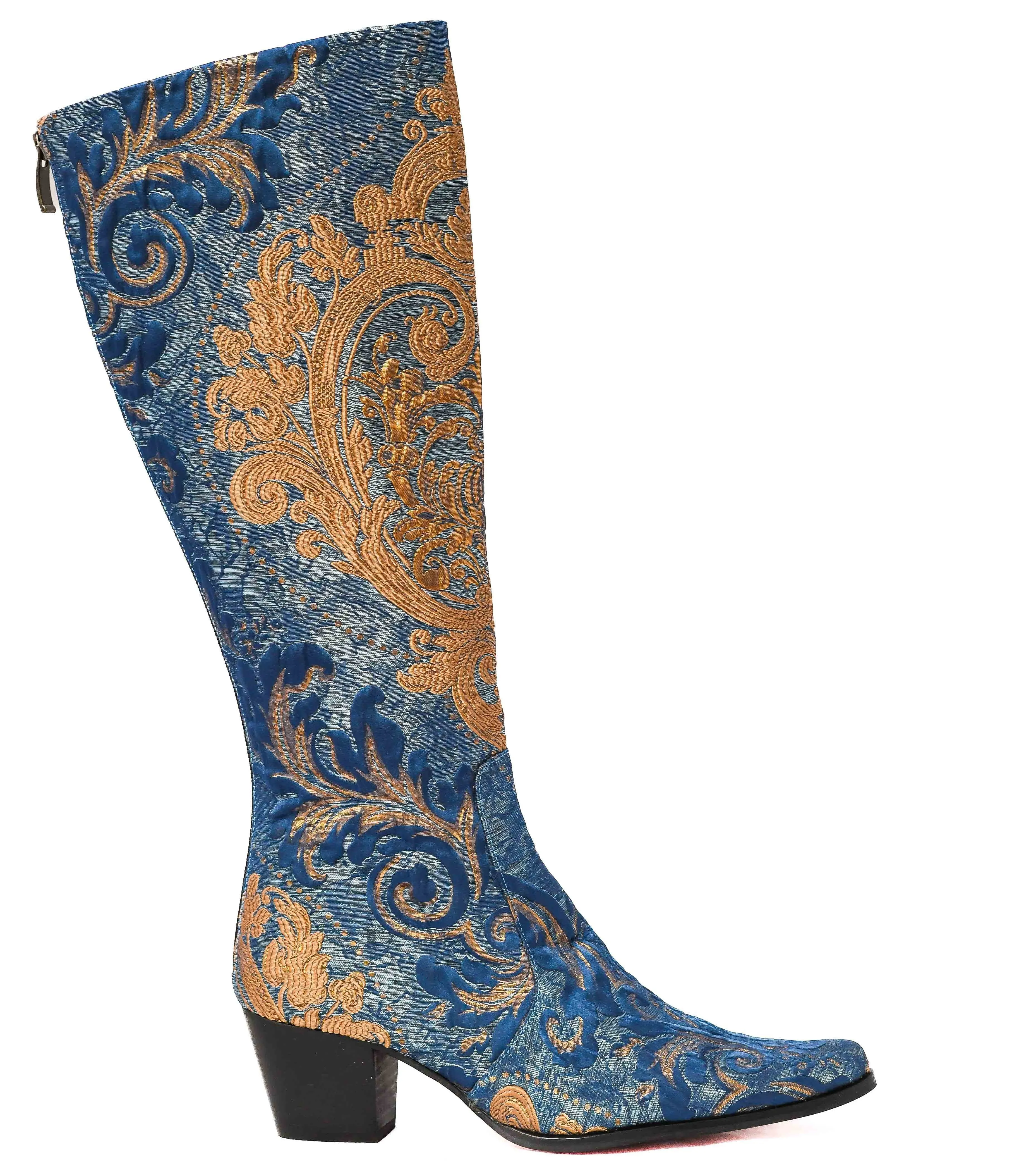 Denim and Gold Knee High