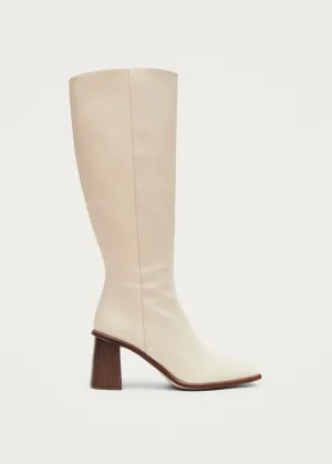 East Cream Leather Boots