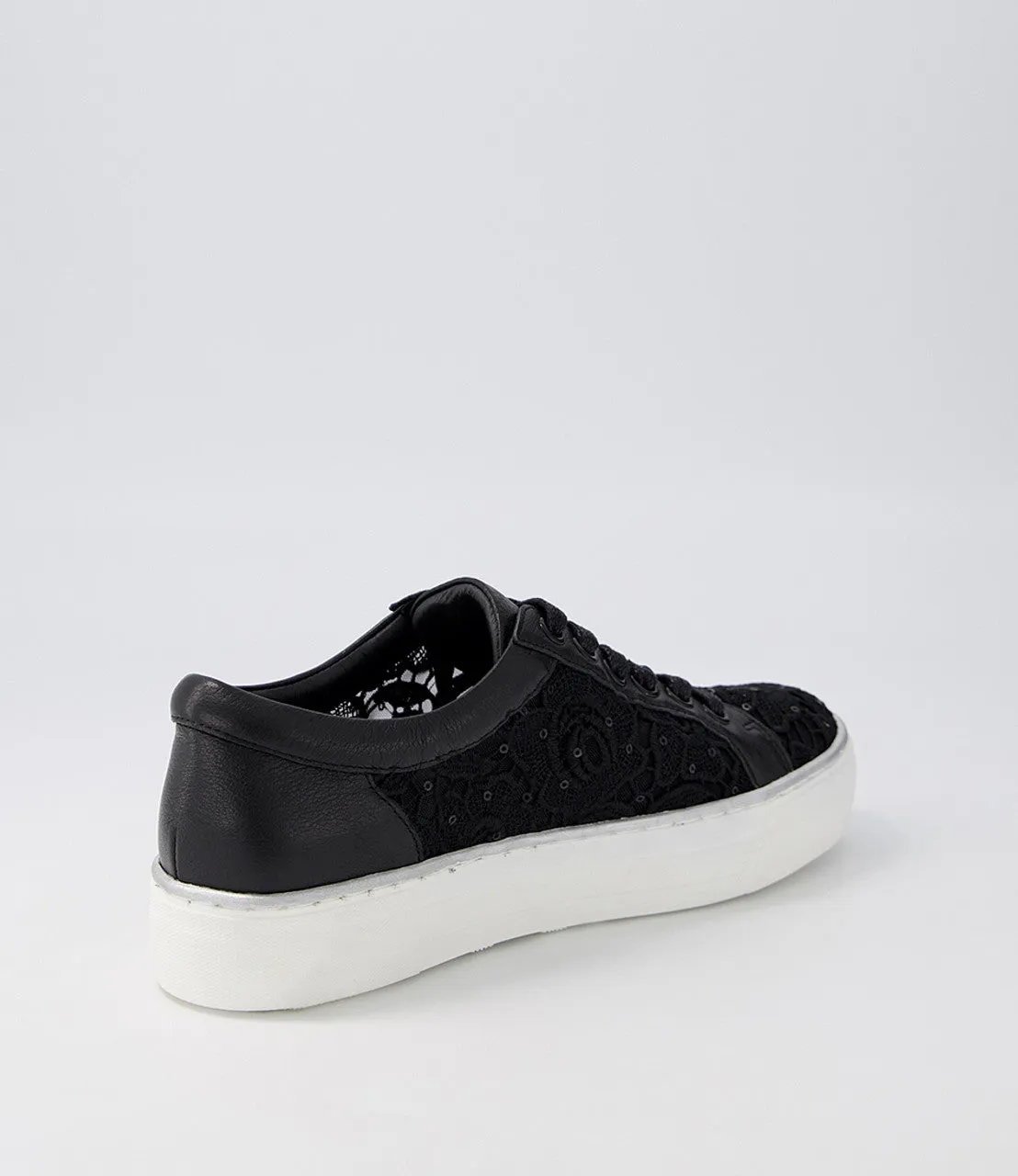 Florina Black Lace Leather Sneakers
