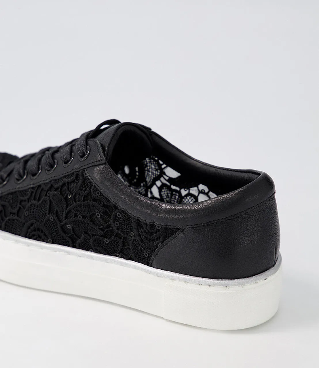 Florina Black Lace Leather Sneakers
