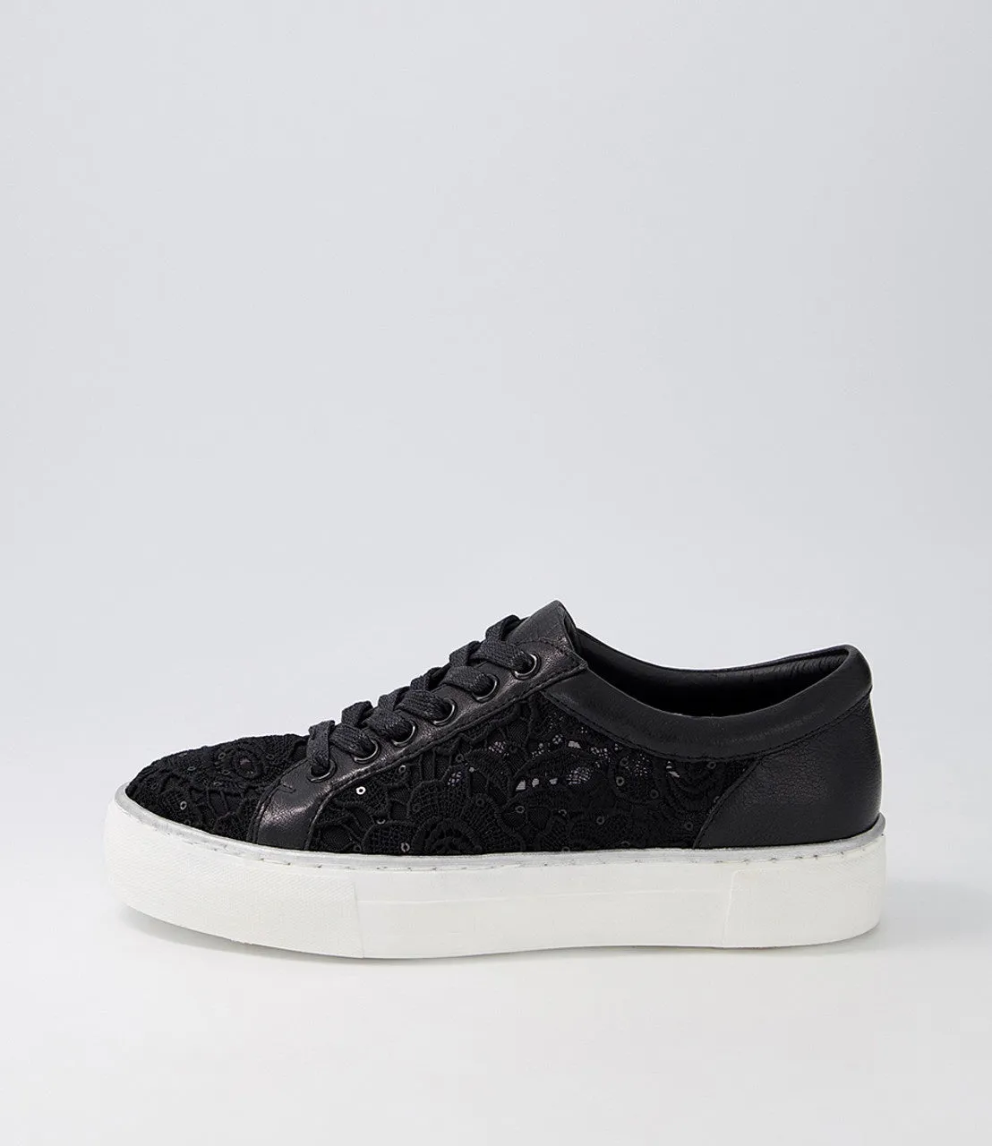 Florina Black Lace Leather Sneakers