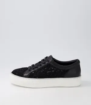 Florina Black Lace Leather Sneakers
