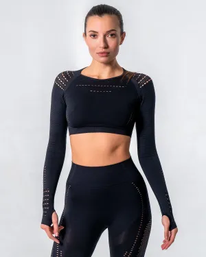 Gracey Hollow Out Long Sleeve - Black