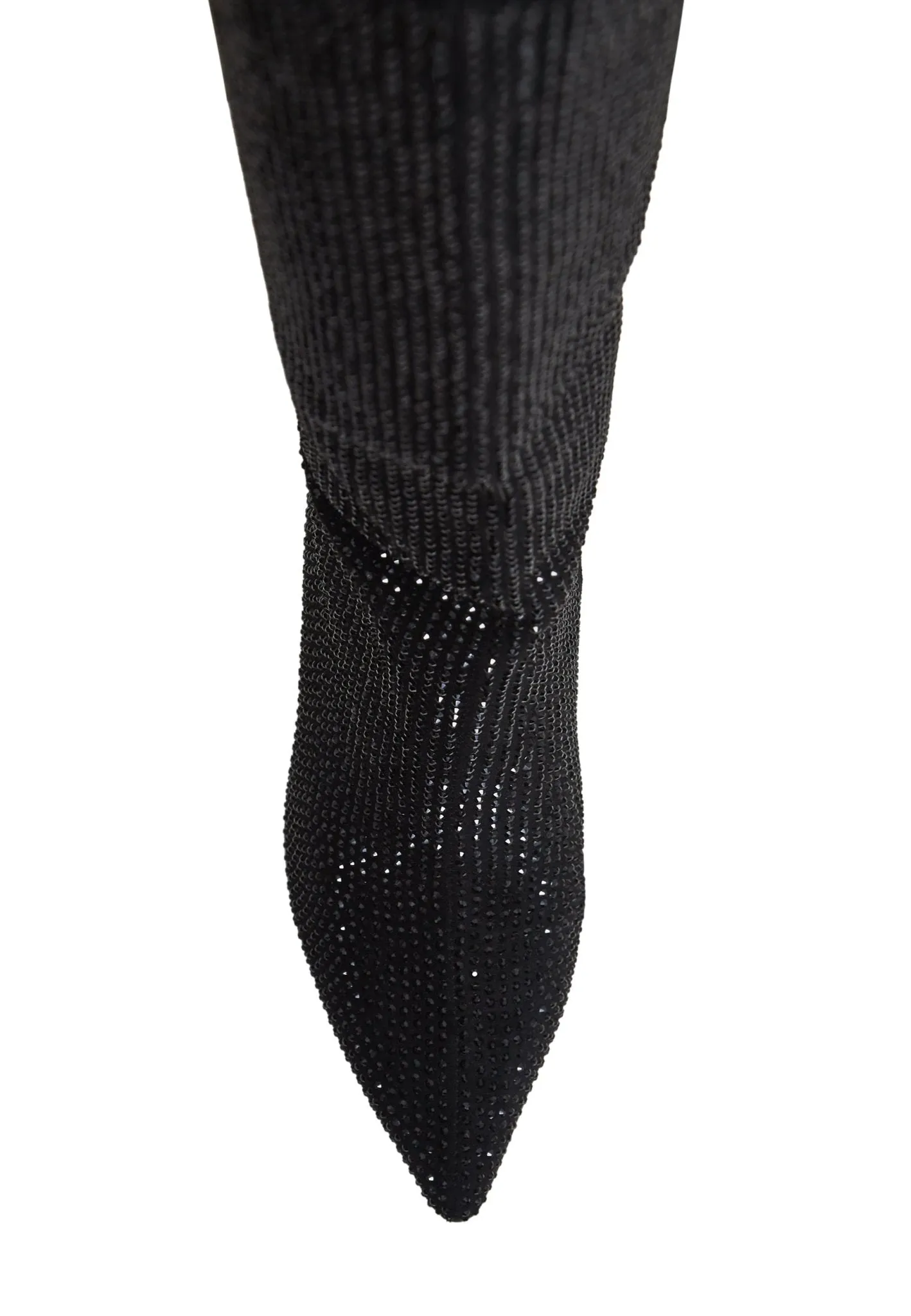 Jewel Stiletto Knee High Boots Mili - Black