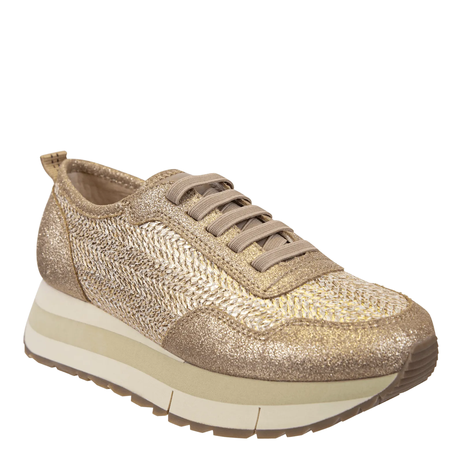 KINETIC in GOLD RAFFIA Platform Sneakers