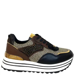 Lloyd & Pryce 'For her' Neville Lace Up Sneakers - Chocolate Mix