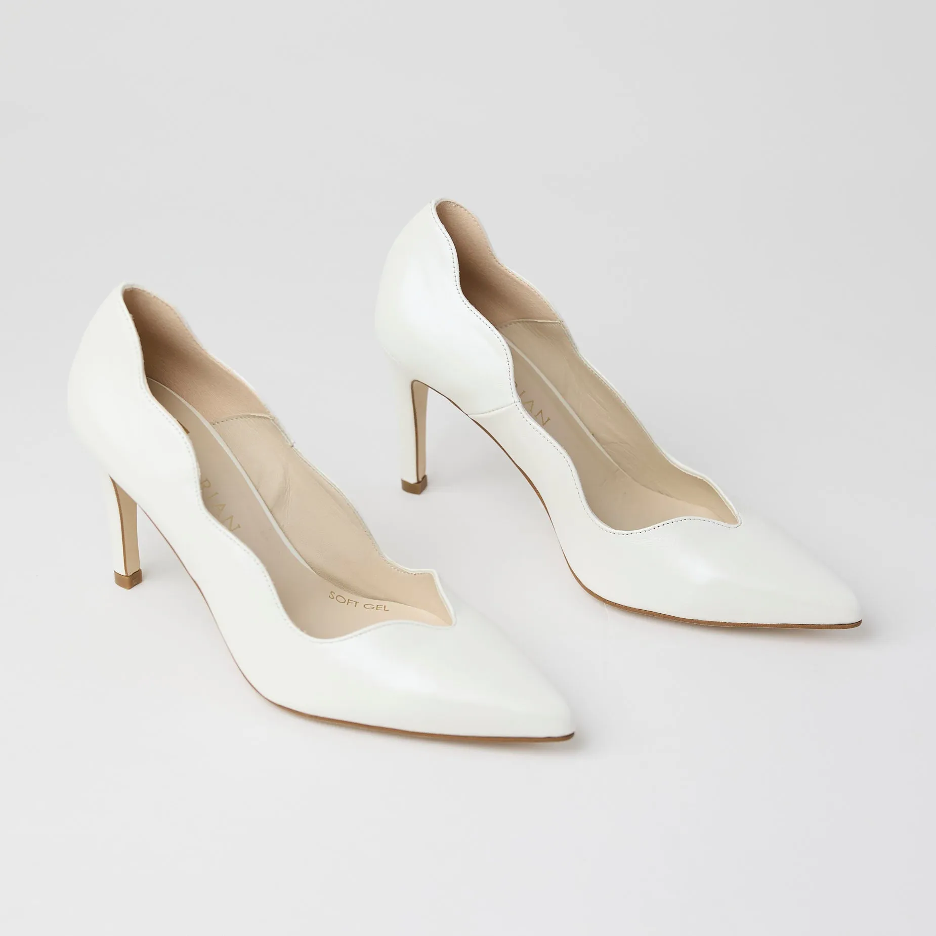Marian Pearlised Ivory Leather High Heel Court Shoes