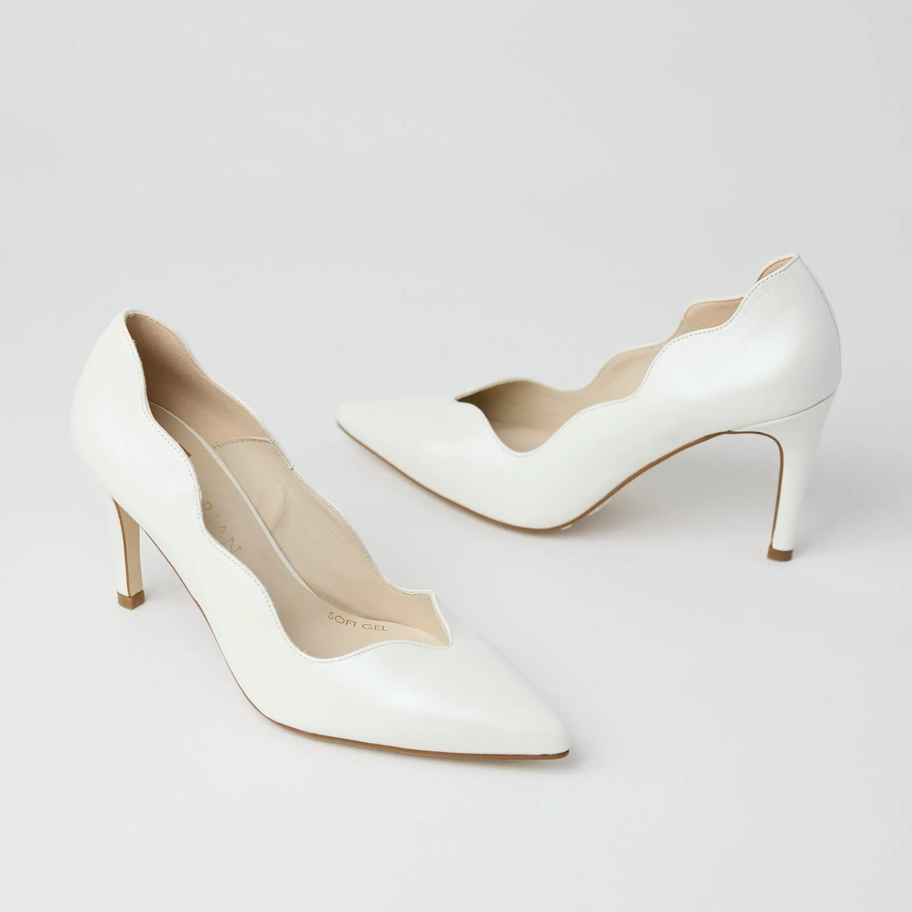 Marian Pearlised Ivory Leather High Heel Court Shoes