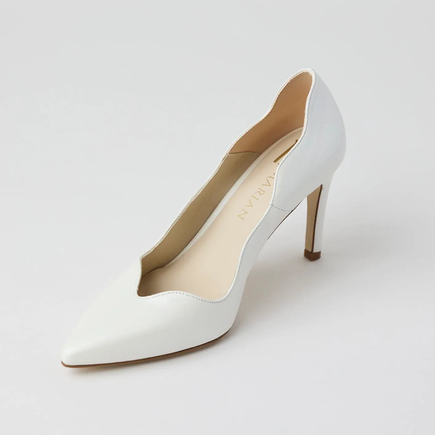 Marian Pearlised Ivory Leather High Heel Court Shoes