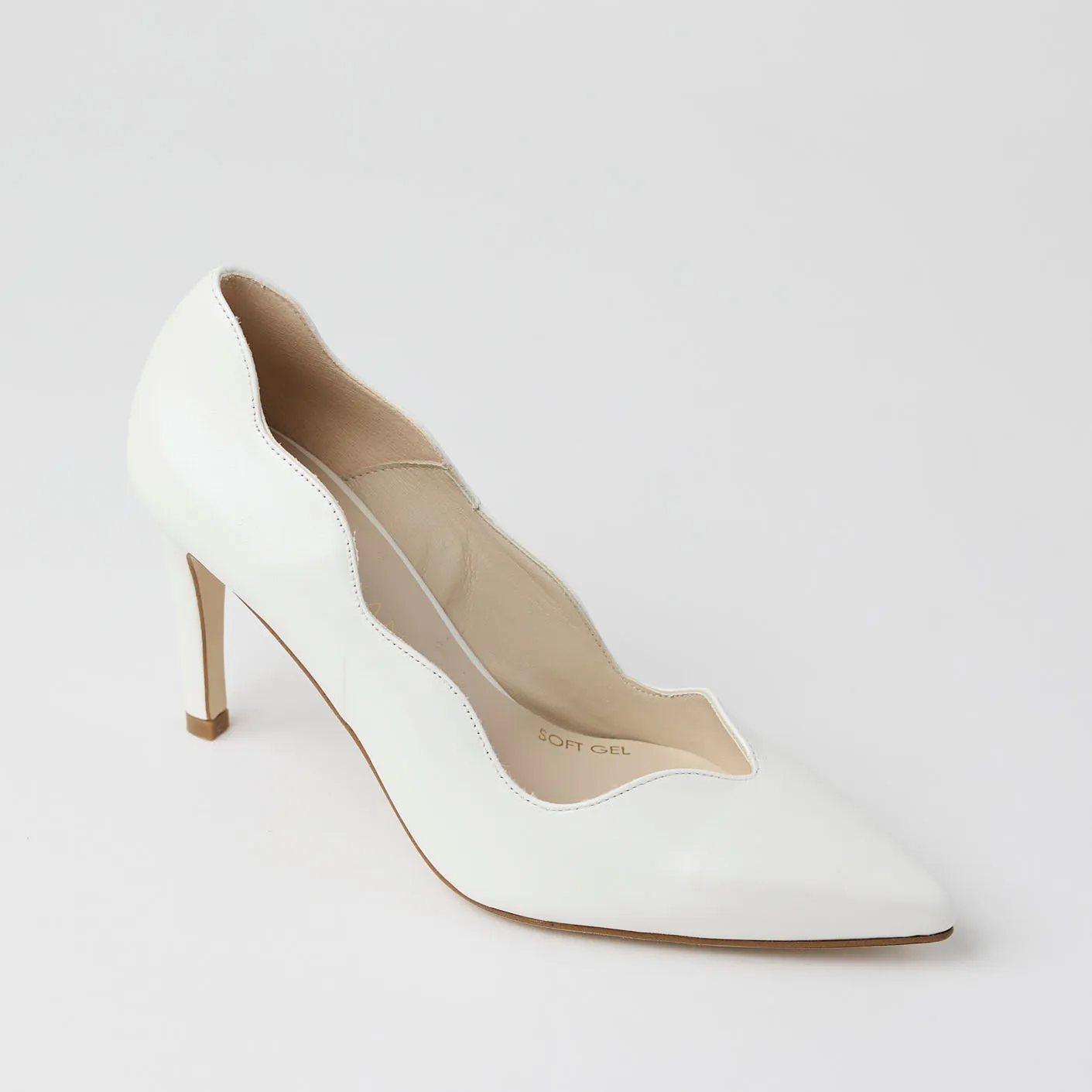 Marian Pearlised Ivory Leather High Heel Court Shoes