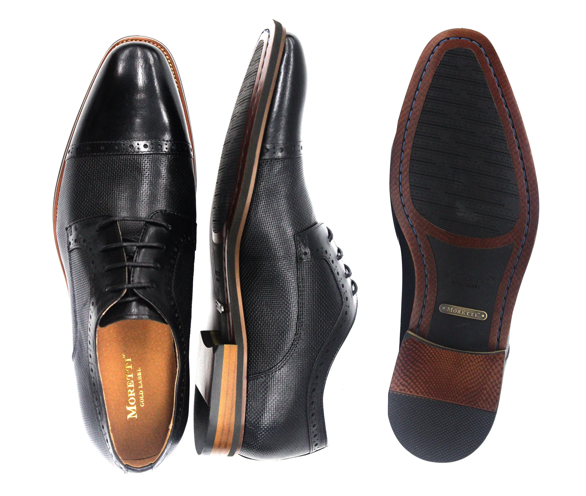 MORETTI,CAP TOE-LACE UP-SHOES-M31995-BLACK