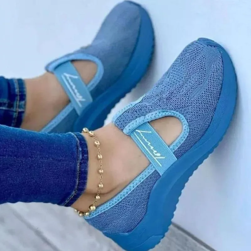 New Women's Casual Shoes Fashion Mesh Fly Woven Breathable Loafers Slip-on Platform Comfort Shallow Mouth Sneakers Sapato Rosa
