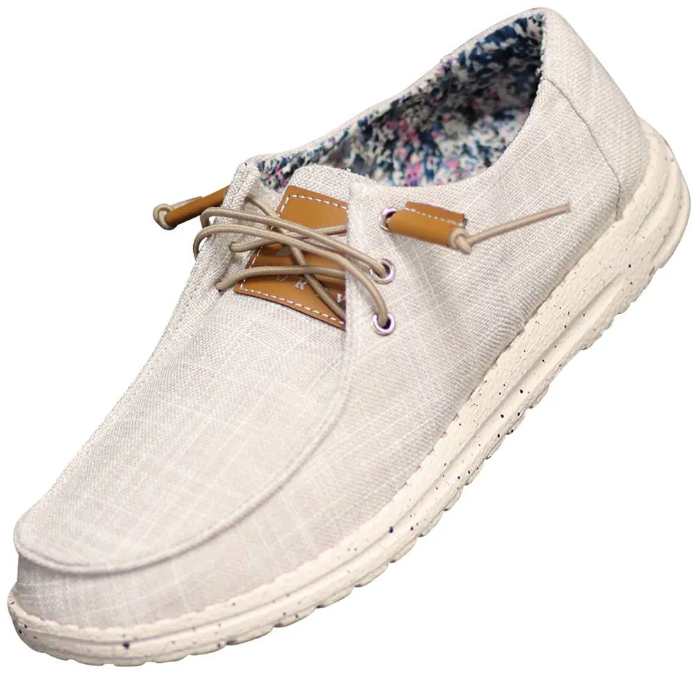 Norty Womens 5-10 GRAY CANVAS BOAT SHOE