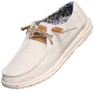 Norty Womens 5-10 GRAY CANVAS BOAT SHOE