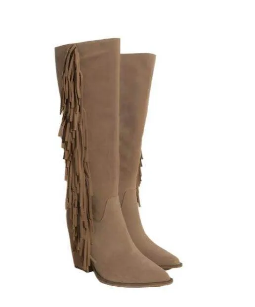 Out West Knee-High Fringe Boots