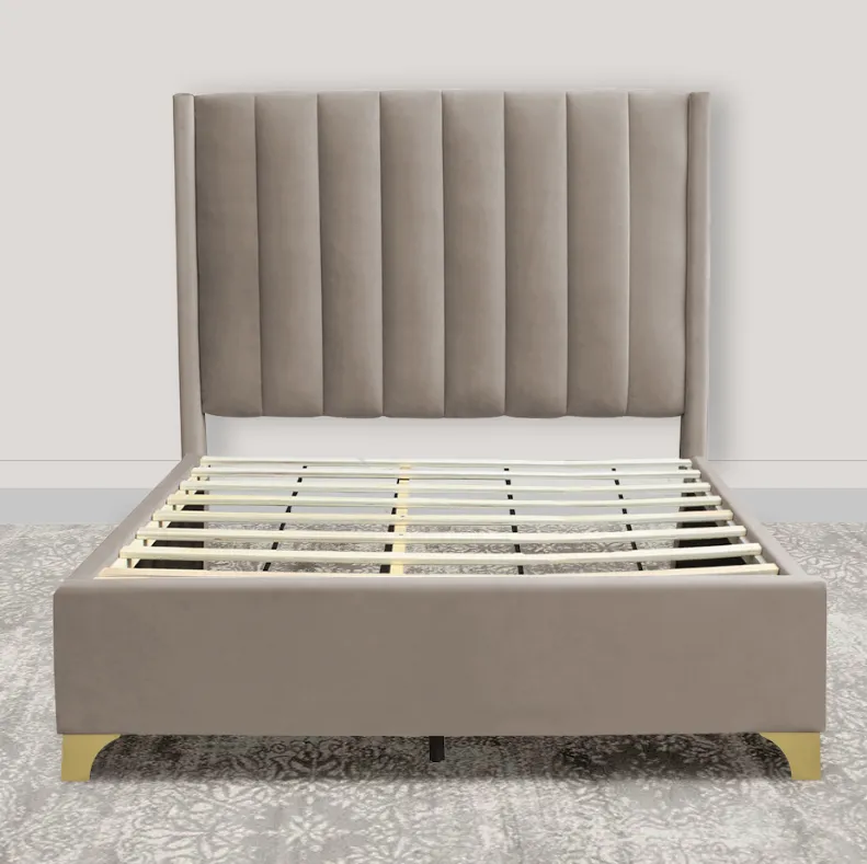 Platform Bedding Soho Taupe Velvet Bed