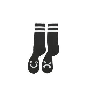 Polar Skate Co Rib Happy Sad Socks - Black