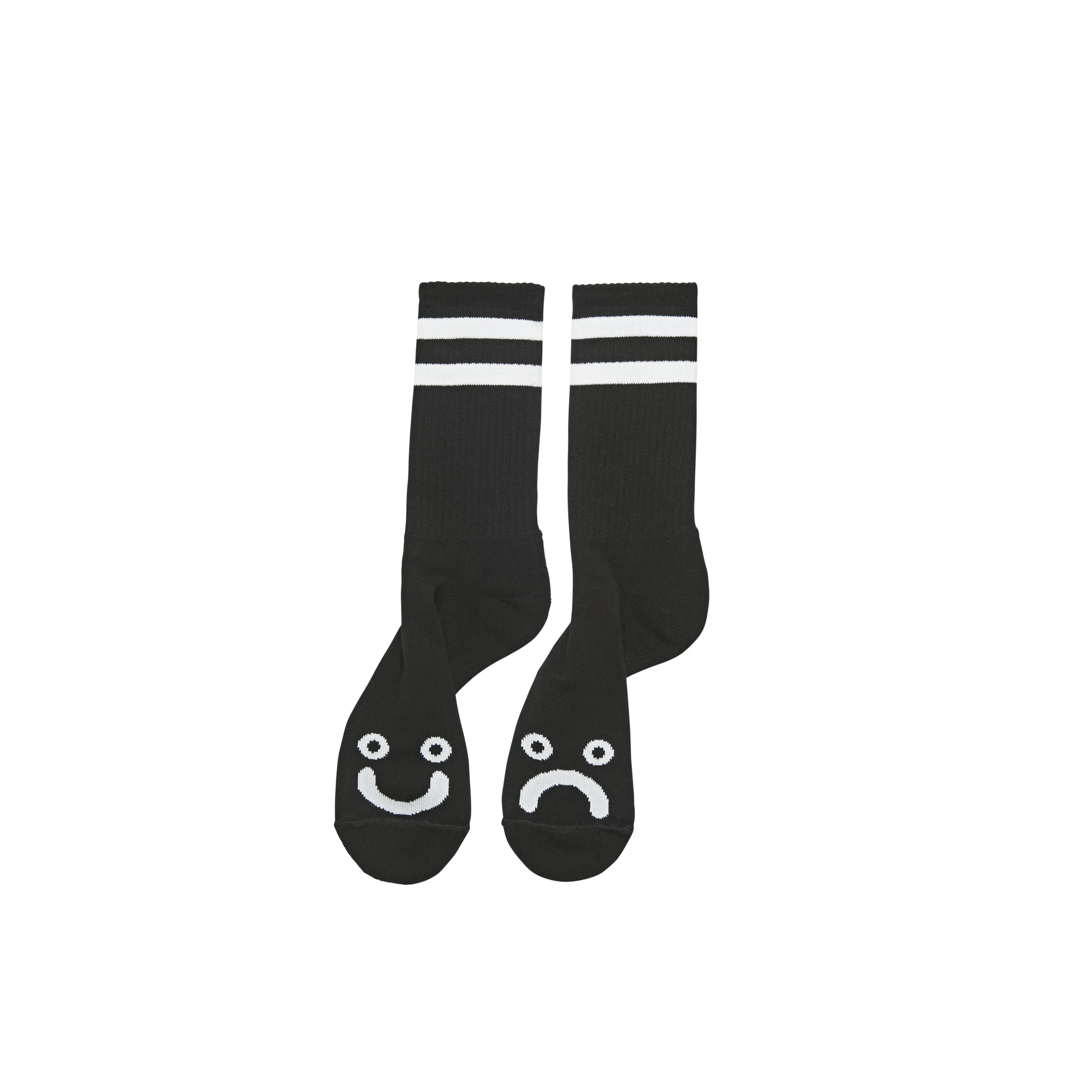 Polar Skate Co Rib Happy Sad Socks - Black