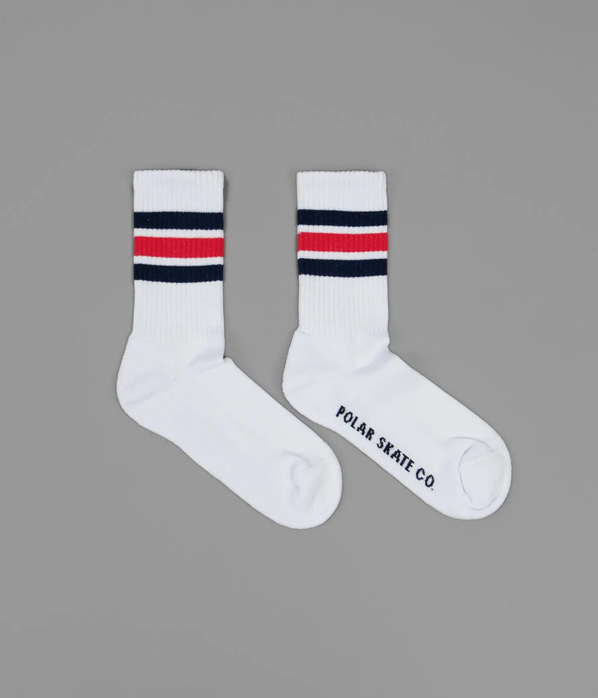 Polar Stripe Socks - White / Navy - Red