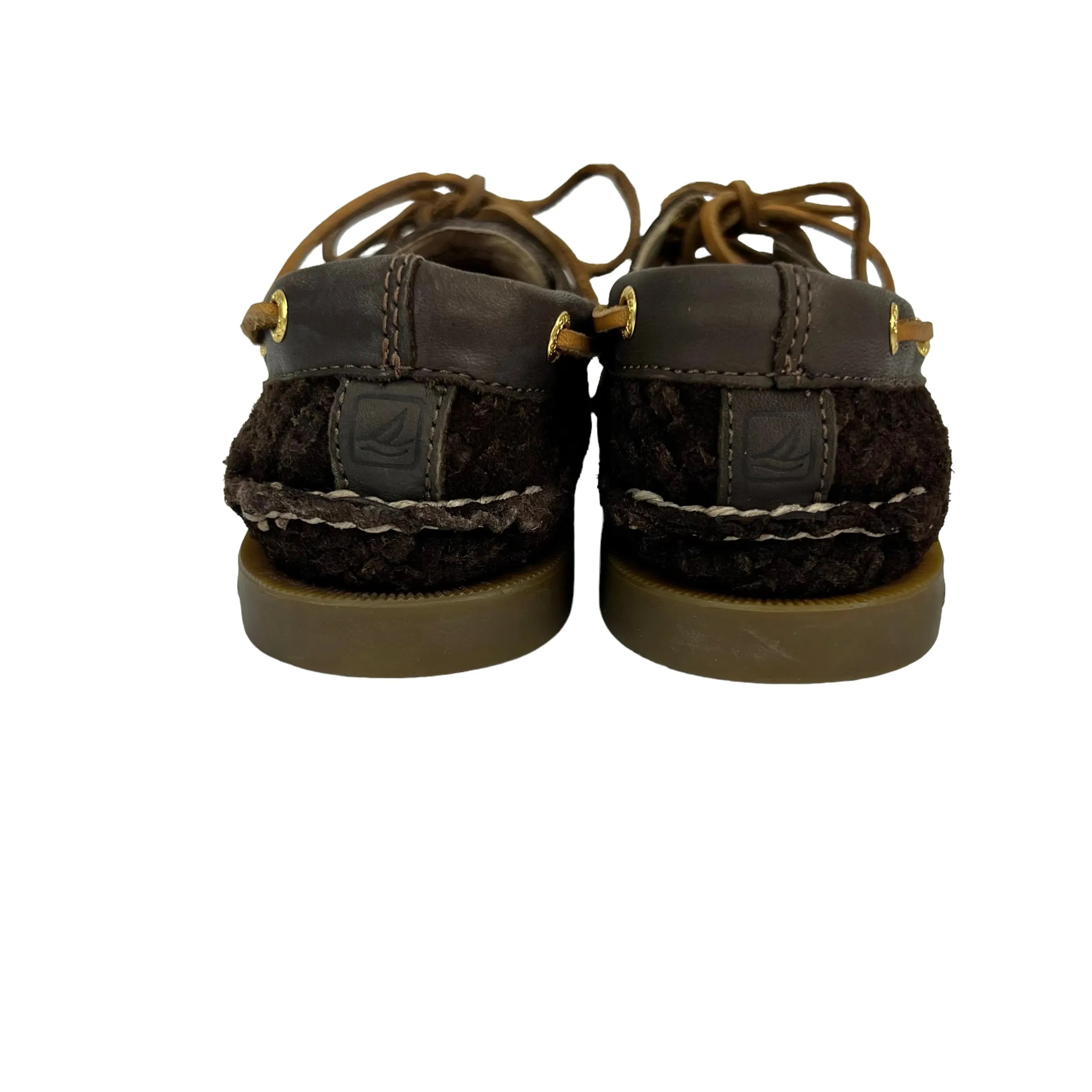 Sperry Top Sider Boat Shoes Loafers Woven Brown Suede Size 8