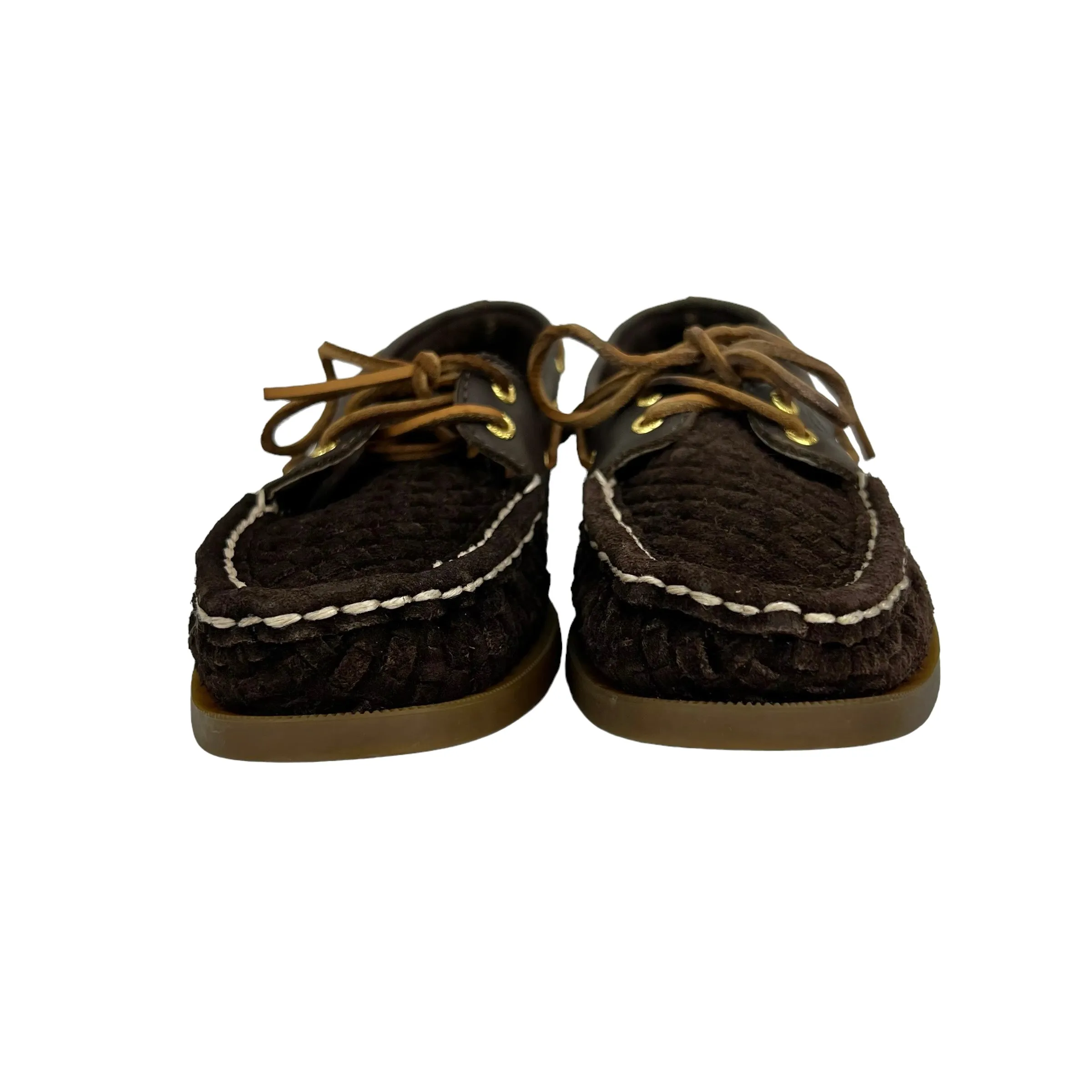 Sperry Top Sider Boat Shoes Loafers Woven Brown Suede Size 8