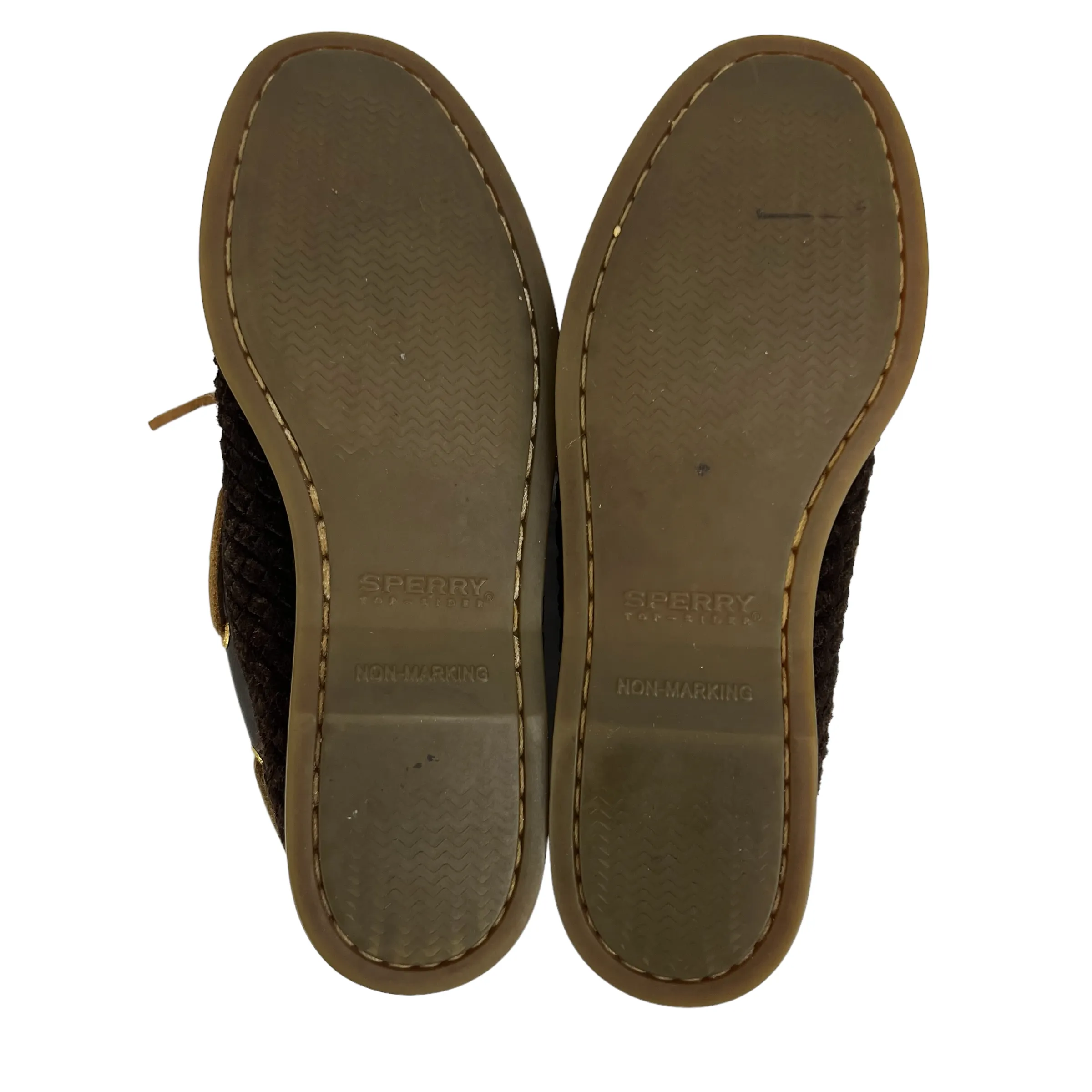 Sperry Top Sider Boat Shoes Loafers Woven Brown Suede Size 8