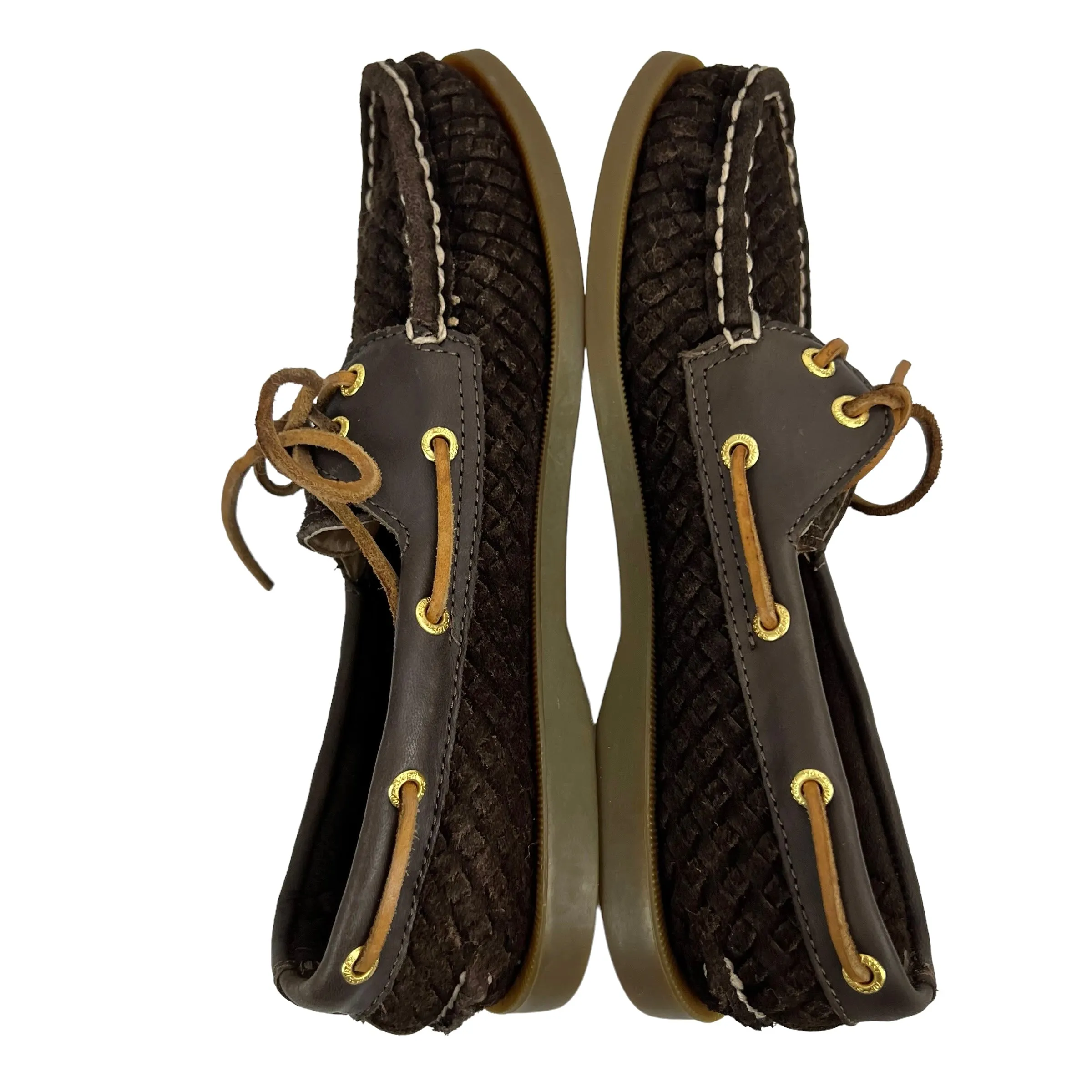 Sperry Top Sider Boat Shoes Loafers Woven Brown Suede Size 8