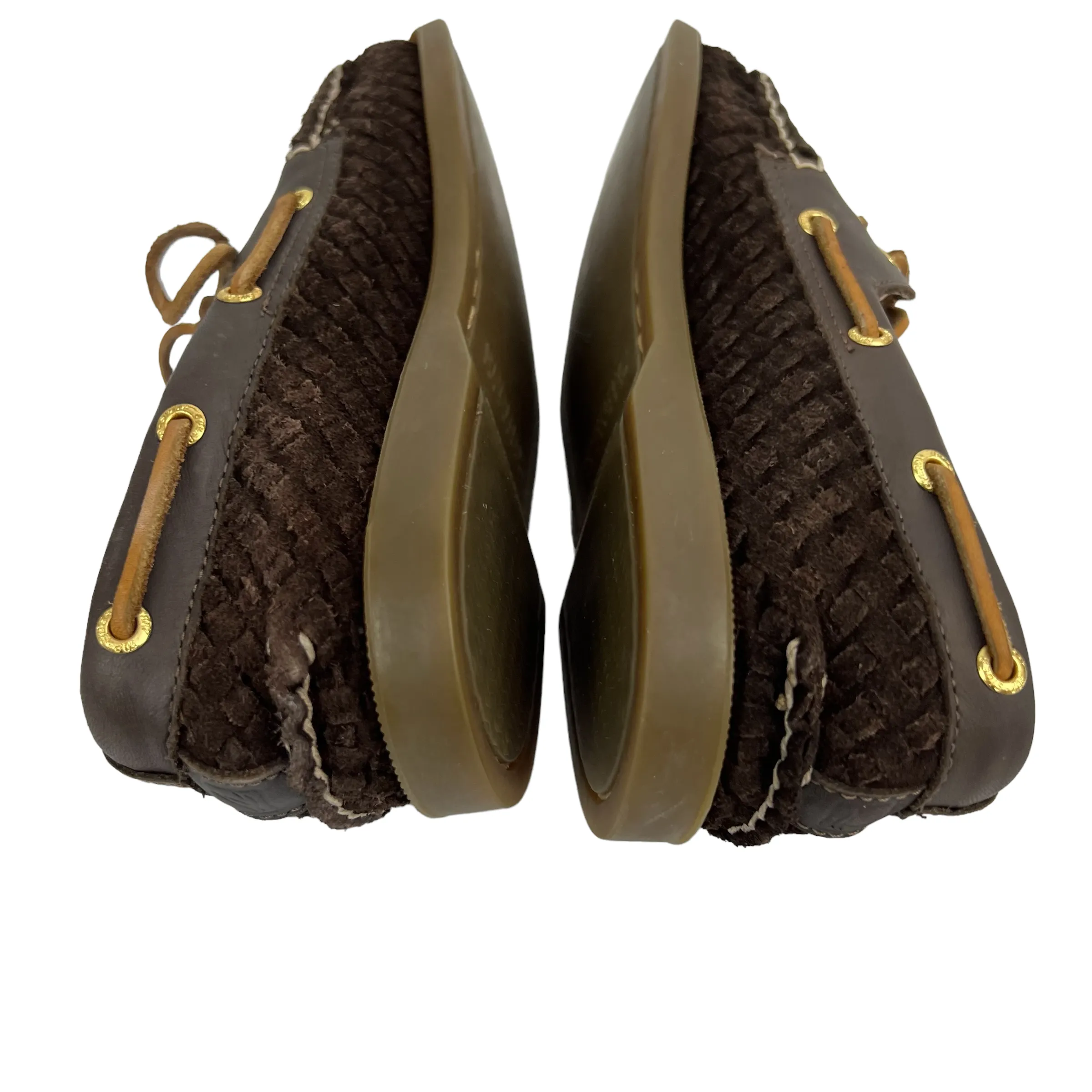 Sperry Top Sider Boat Shoes Loafers Woven Brown Suede Size 8