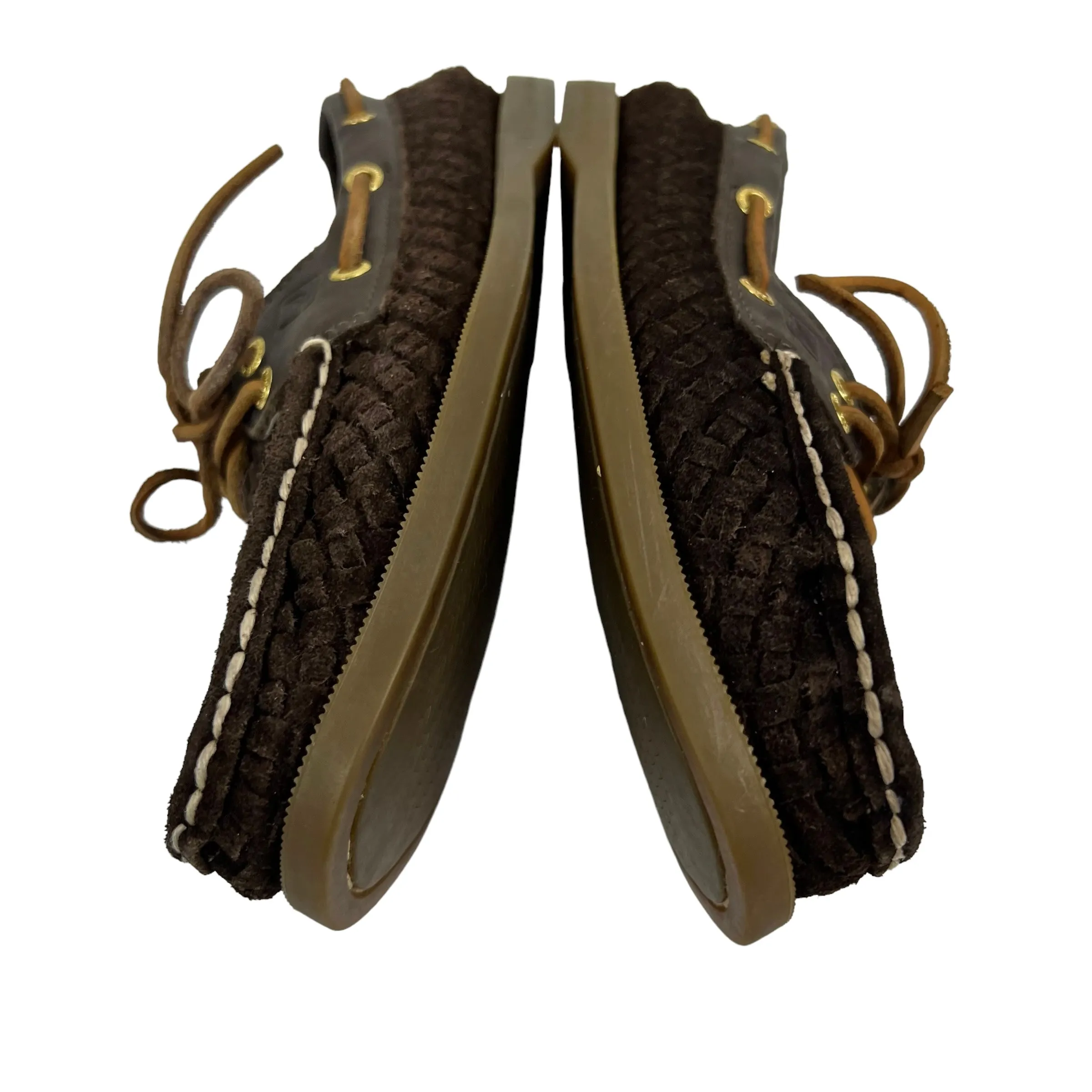 Sperry Top Sider Boat Shoes Loafers Woven Brown Suede Size 8