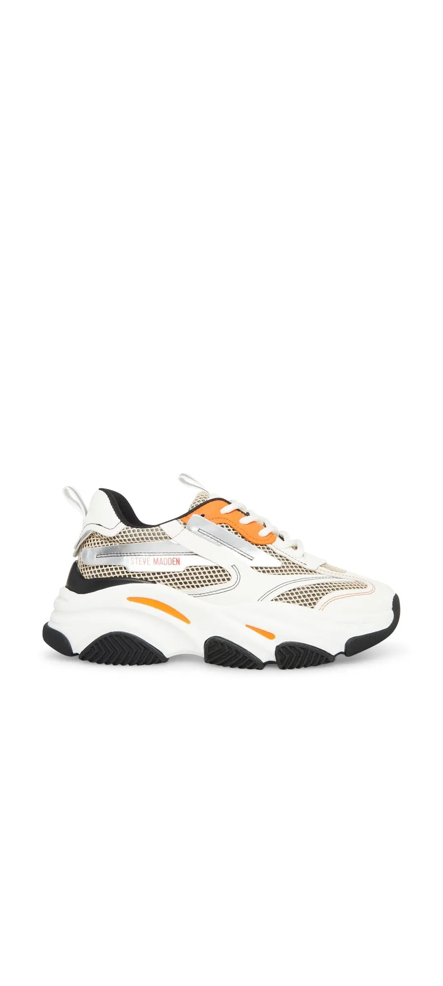 Steve Madden Possession White/Grey Lace Up Boyfriend Chunky Platform Sneakers
