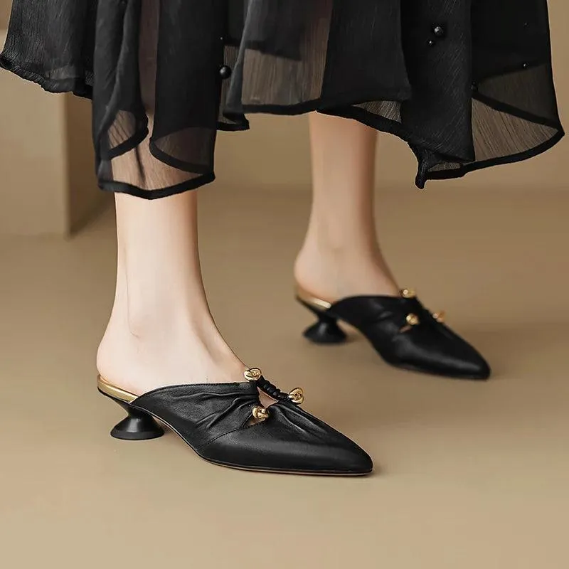 TSS69 Leather Slippers Sandals - Women's Casual Shoes