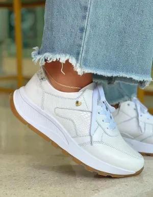 Urban Chic Fusion White Sneakers with Rich Brown Outsole