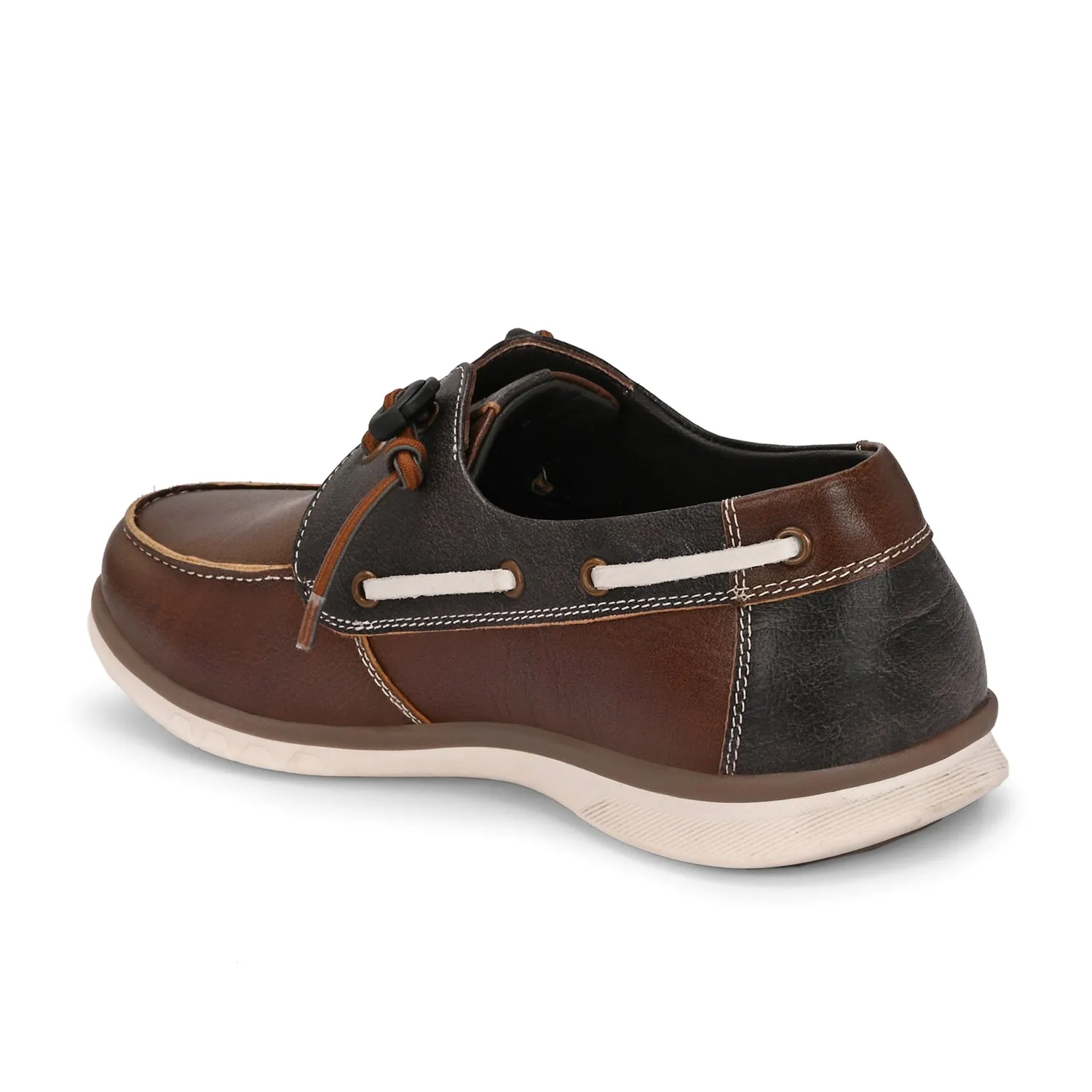 West Port Men Premium Leather Boat Shoes (Danial-66-Tan-Grey)